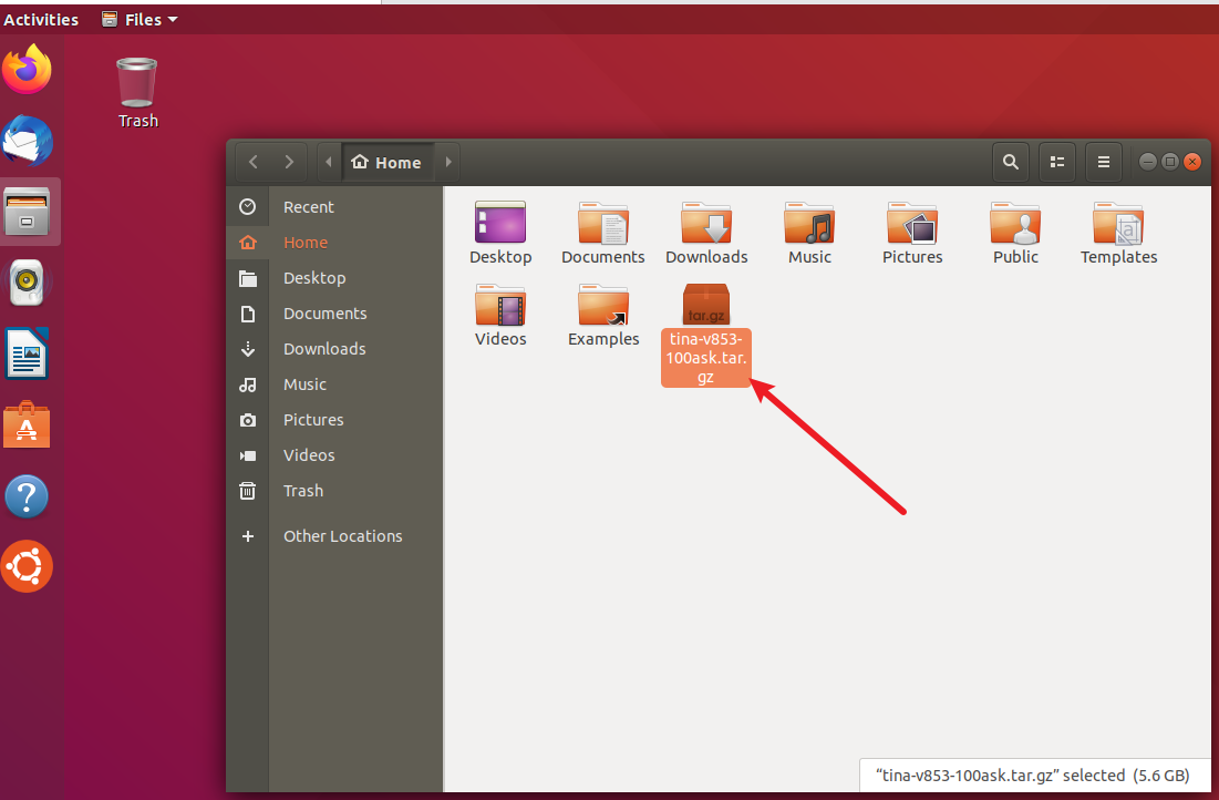 在 Ubuntu 18.04 主目录中找到 V853 SDK